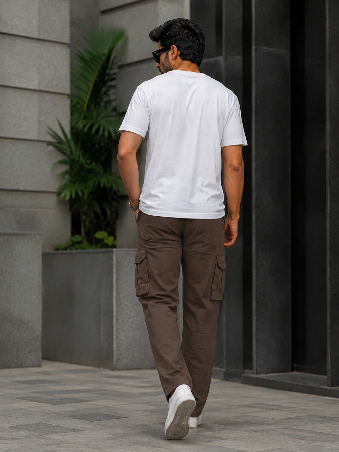 Men's Casual Drawstring Cargo Pants - Brown