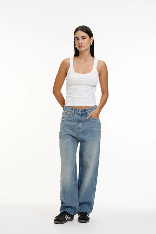 Crisp Blue Wide-Leg Jeans