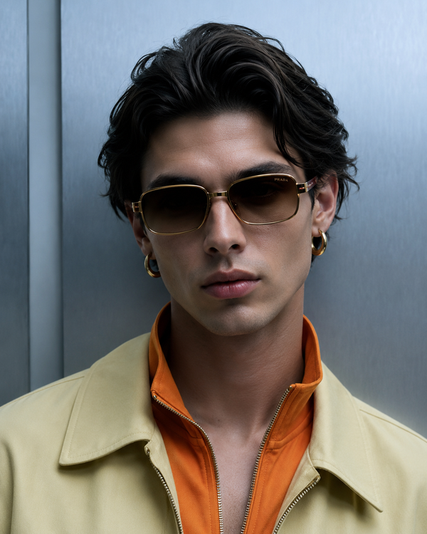Premium Geometric Metal Sunglasses - Gold/Brown
