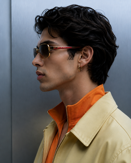 Premium Geometric Metal Sunglasses - Gold/Brown