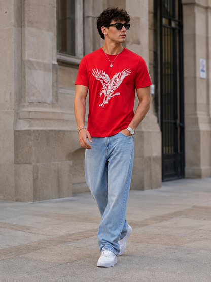 Eagle Graphic Crewneck Tee - Red for Men
