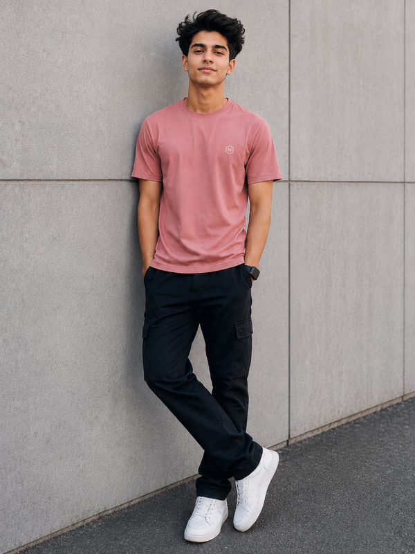 Minimalist Crewneck Tee - Dusty Pink