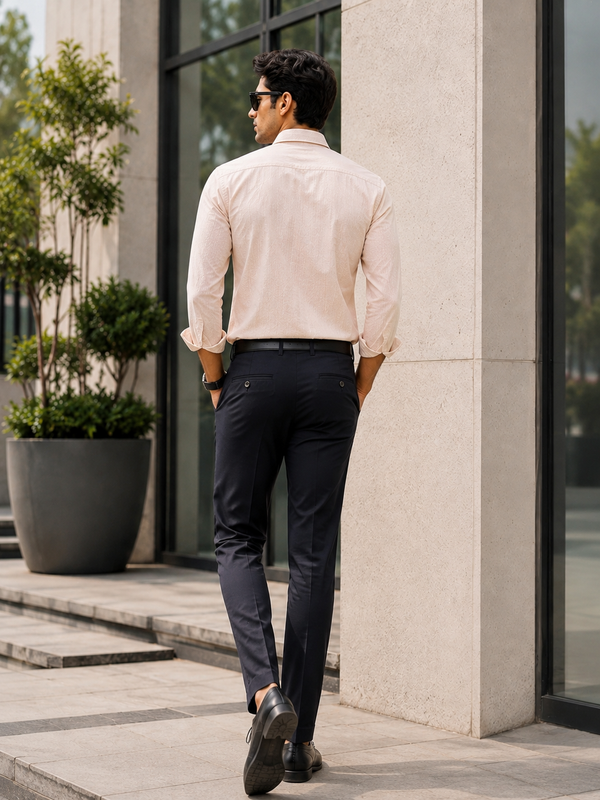 Men's Classic Micro-Stripe Button-Down Shirt - Peach