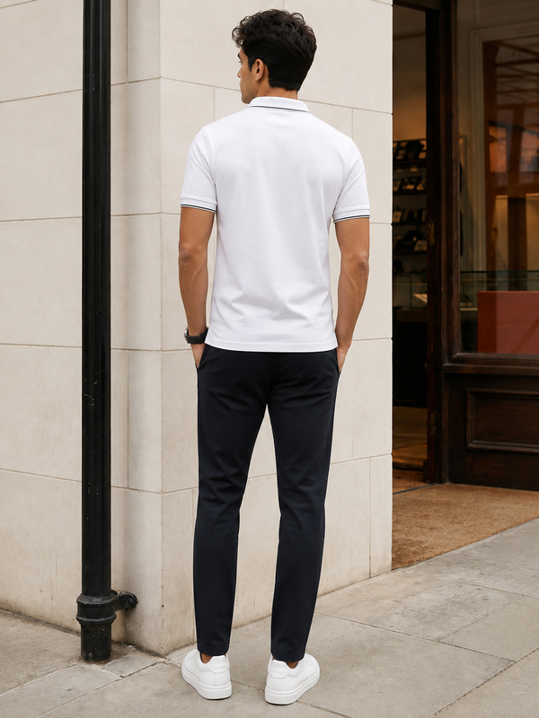Men's Classic Contrast Tipped Polo Shirt - White