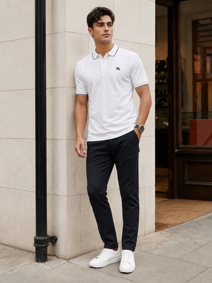 Men's Classic Contrast Tipped Polo Shirt - White
