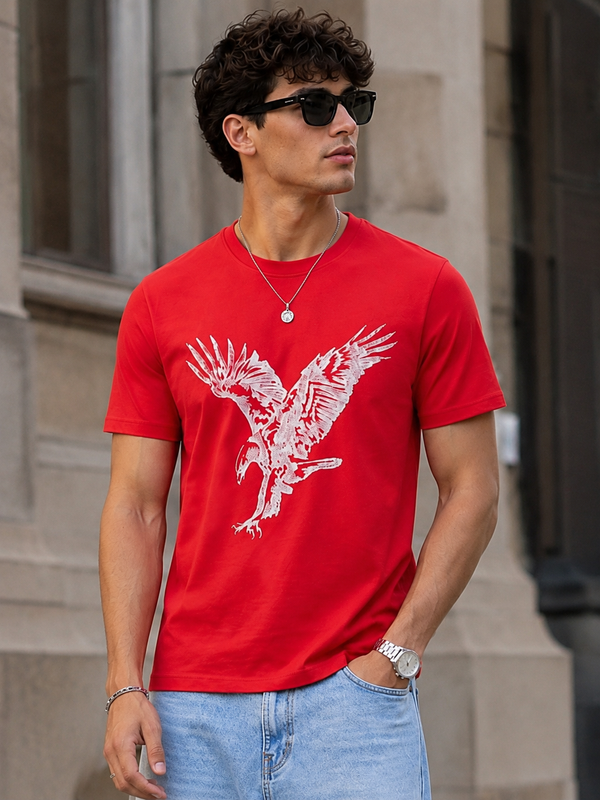 Eagle Graphic Crewneck Tee - Red for Men