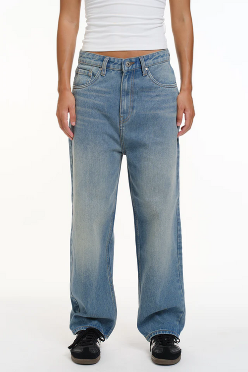 Crisp Blue Wide-Leg Jeans