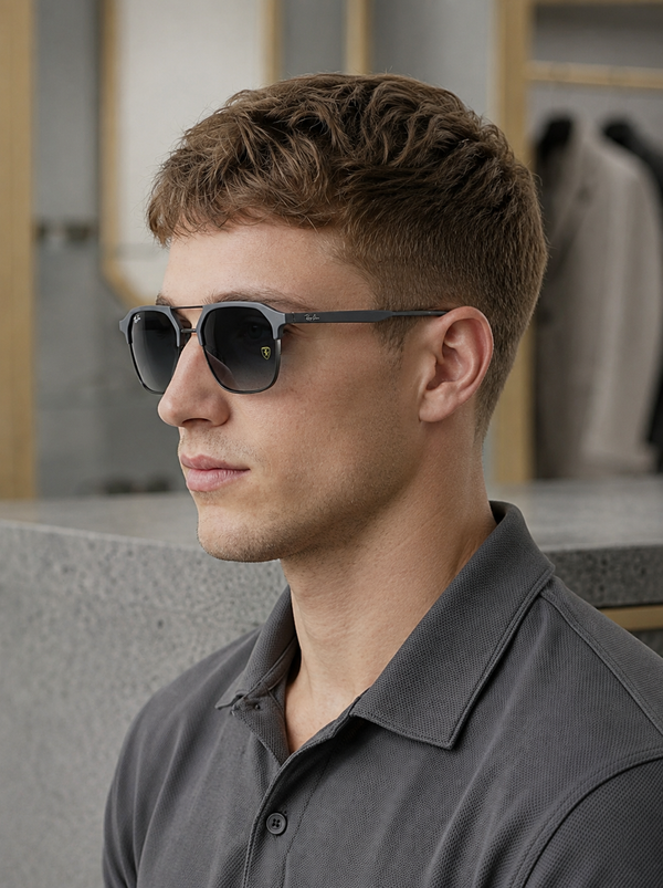 Men's Geometric Double-Bridge Sunglasses - Slate Grey